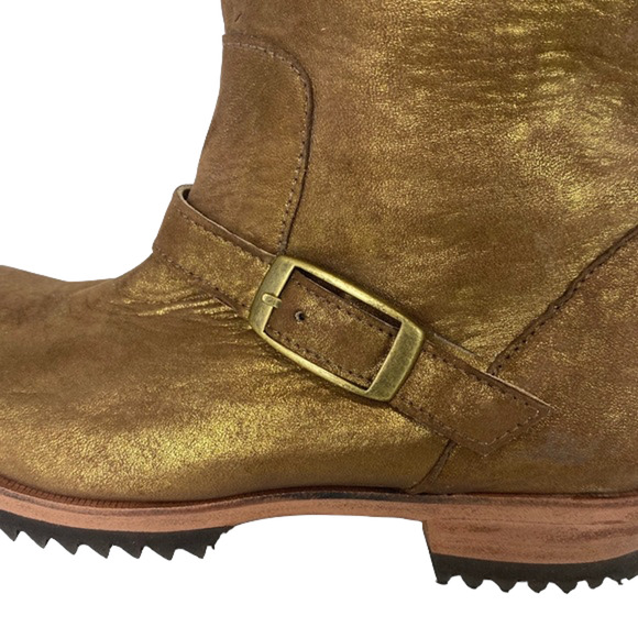 Jim Barnier Womens Engineer E Boot Buckle Gold Distress Size 9 New $425 - Picture 4 of 8